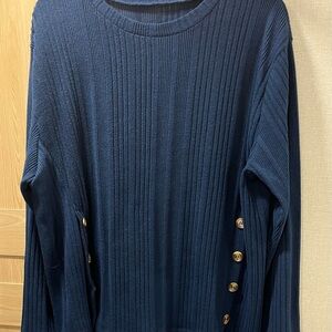 Navy Blue Sweater with Button Accents